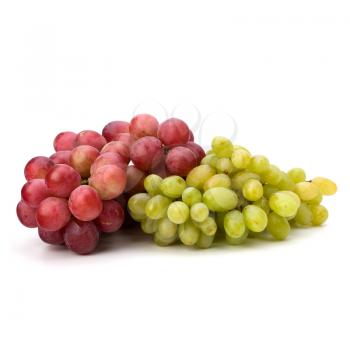 Perfect bunch of white and red grapes isolated on white background