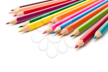 Colouring crayon pencils  isolated on white background