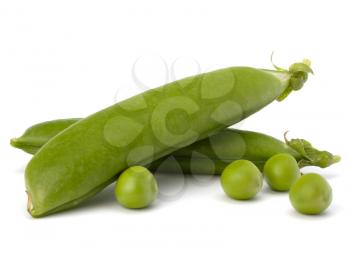 Fresh green pea pod  isolated on white background