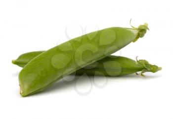 Fresh green pea pod  isolated on white background