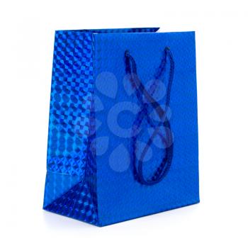 Glossy festive gift bag isolated on white background