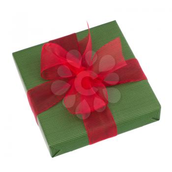 festive gift box with bow isolated on white background