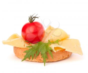 open healthy sandwich with cheese  isolated on white background