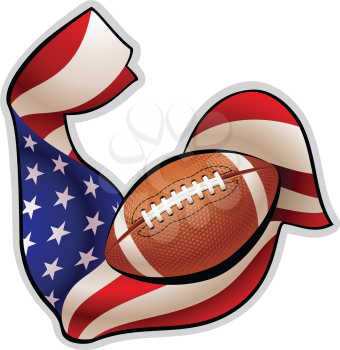 Royalty Free Clipart Image of an American Flag Arm and Football