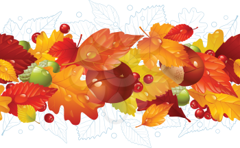 Royalty Free Clipart Image of a Seamless Autumn Banner