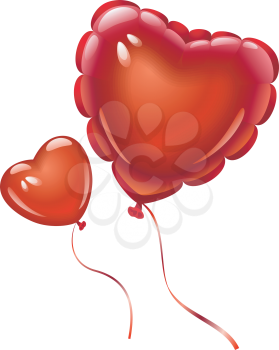 Royalty Free Clipart Image of Heart Balloons