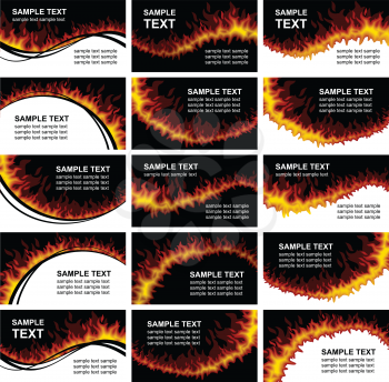 Royalty Free Clipart Image of a Fiery Cards