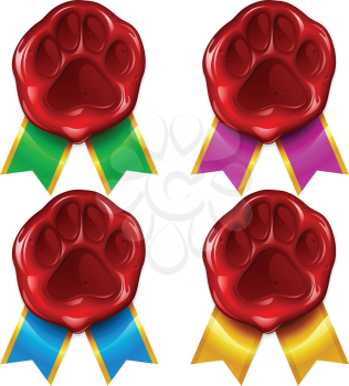 Royalty Free Clipart Image of a Paw Print Wax Seal