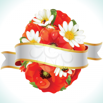 Royalty Free Clipart Image of Flowers  and a Banner