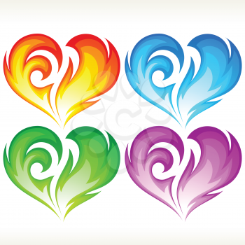 Royalty Free Clipart Image of Burning Hearts