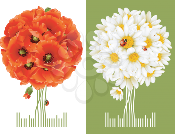 Royalty Free Clipart Image of Bouquets