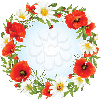 Royalty Free Clipart Image of a Floral Wreath