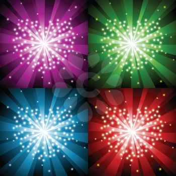 Royalty Free Clipart Image of Firework Hearts