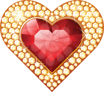 Royalty Free Clipart Image of a Heart Jewel
