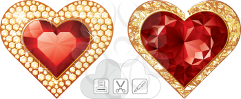 Royalty Free Clipart Image of Heart Jewels