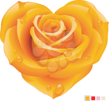 Royalty Free Clipart Image of a Yellow Rose Heart