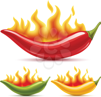 Royalty Free Clipart Image of a Fiery Chili Pepper