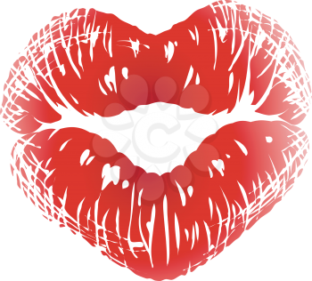 Royalty Free Clipart Image of a Kiss Shaped Heart