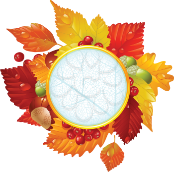 Royalty Free Clipart Image of a Round Autumn Frame
