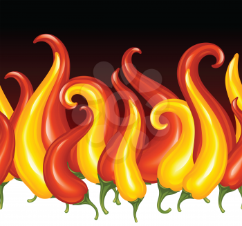 Royalty Free Clipart Image of a Chilli Peppers Forming a Fire