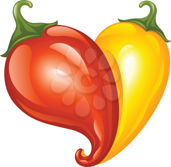 Royalty Free Clipart Image of a Chilli Peppers Forming a Heart