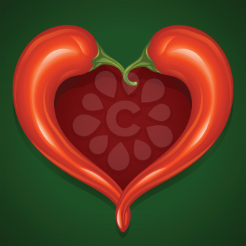 Royalty Free Clipart Image of Chili Peppers Making a Heart Frame