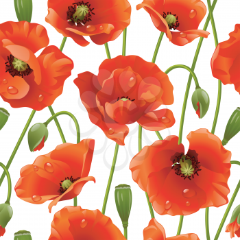 Royalty Free Clipart Image of a Seamless Poppy Background