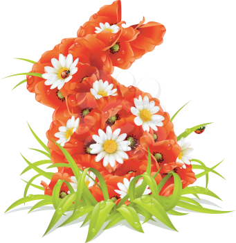 Royalty Free Clipart Image of a Floral Bunny