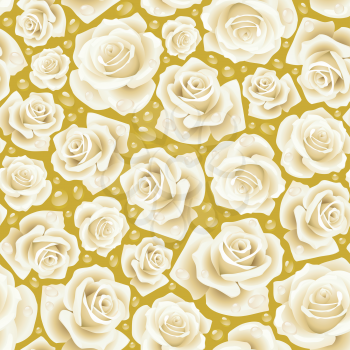 Royalty Free Clipart Image of a White Rose Seamless Background