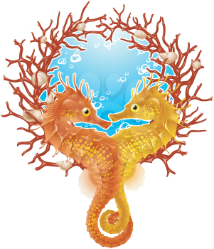 Royalty Free Clipart Image of Seahorses