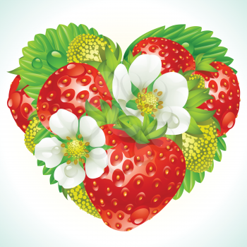 Royalty Free Clipart Image of a Strawberry and Flower Heart