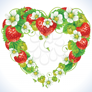 Royalty Free Clipart Image of a Strawberry Heart Border