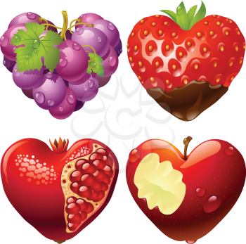 Royalty Free Clipart Image of Fruit Hearts
