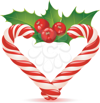 Royalty Free Clipart Image of a Candy Cane Heart