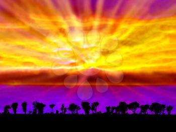 Royalty Free Clipart Image of a Sunset Over the Sea