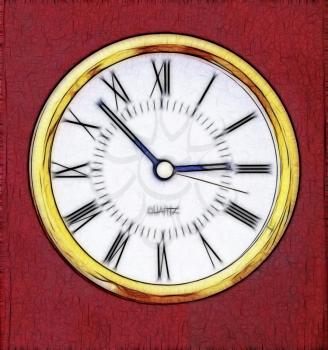 Royalty Free Photo of a Drawing of a Clock