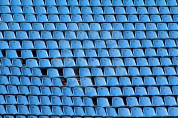 Royalty Free Photo of Rows of Blue Stadium Seats