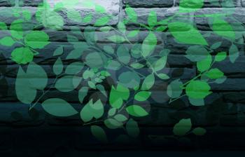 Royalty Free Photo of Green Leaves Painted on a Wall