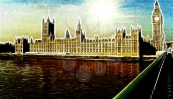 Royalty Free Photo of an Artistic Impression of Westminster Palace in London