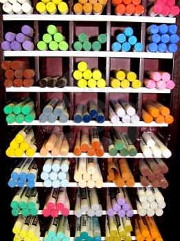 Royalty Free Photo of a Display of Pastel Crayons