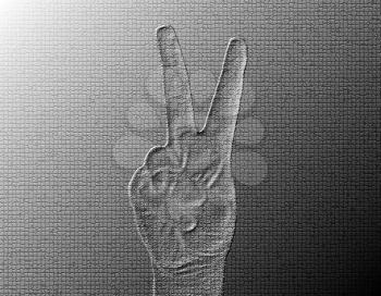 Royalty Free Photo of a Hand Giving a Peace Sign