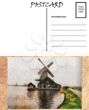 Royalty Free Photo of a Windmill Postcard