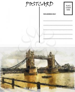 Royalty Free Photo of a London Bridge Postcard