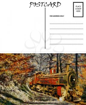 Royalty Free Photo of a Steam Train Postcard
