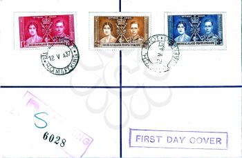 Royalty Free Photo of a Postcard With Stamps