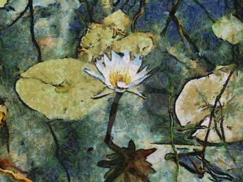 Royalty Free Photo of a Painting of a Water Lily