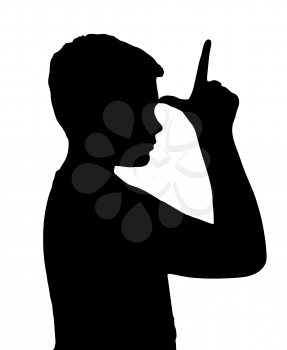 Isolated Silhouetted Boy Child Gesture and Activity Showing Loser