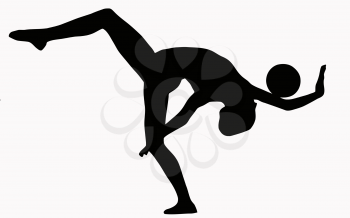 Sport Silhouette - Gymnast busy with Floor Routine with ball
