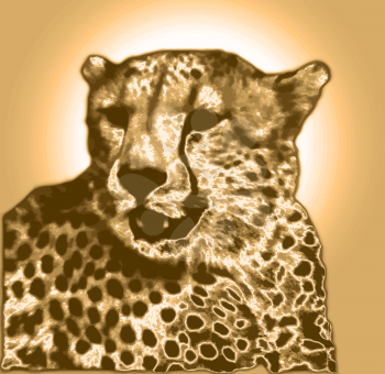 Isolated Cheetah face in gold brown gradient colors (VB)