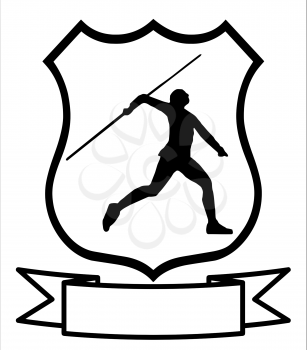 Isolated Image of a Male or Female Javelin Thrower on a Shield